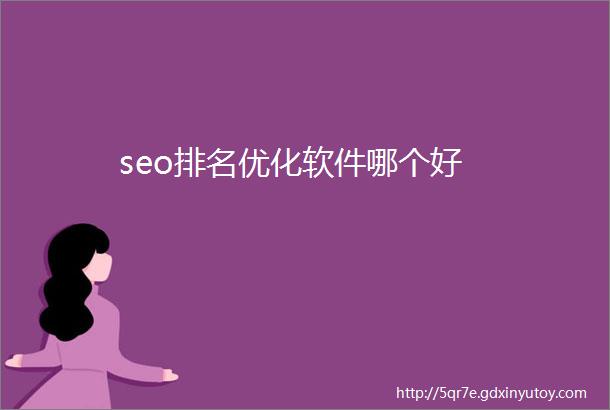 seo排名优化软件哪个好