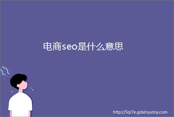 电商seo是什么意思